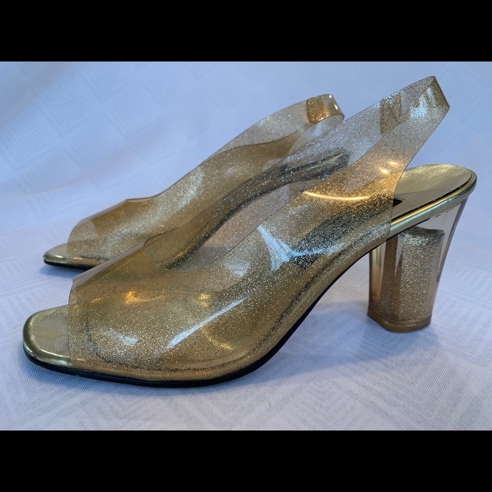 J. Renee gold sparkle heels. Size 7.